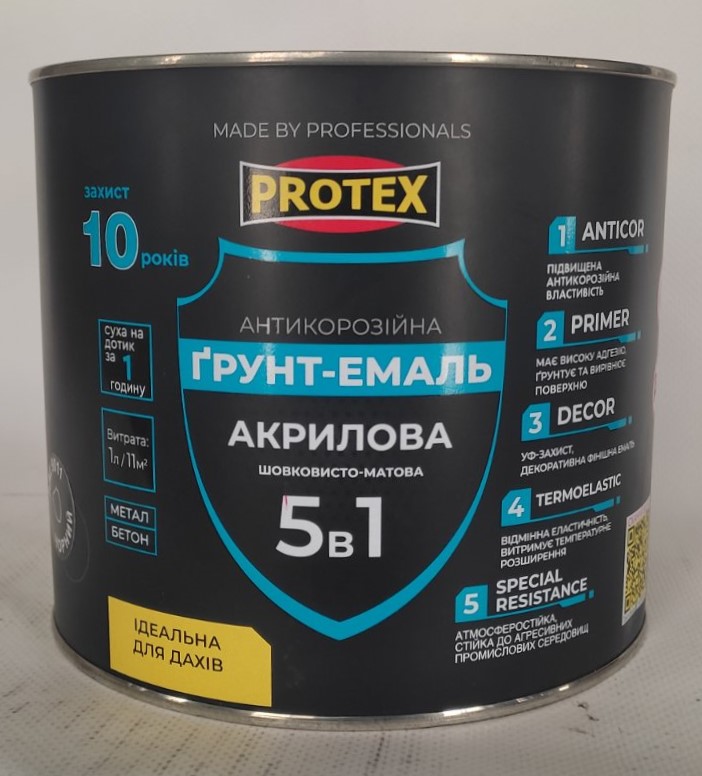 Грунт-емаль "5в1" антикорозійна TM PROTEX RAL 7004 сіра (2.4кг)